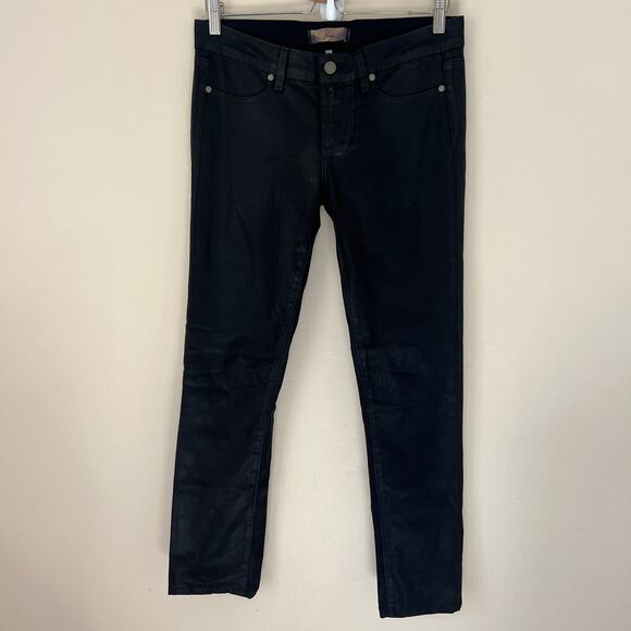 PAIGE Peg Skinny Coated Jeans in Pandora Black Size 29 - Picture 1 of 13